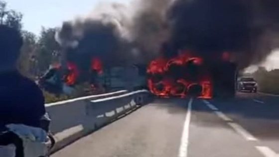 مصرع شخصين في حريق مهول لشاحنة على الطريق السيار بين القنيطرة والرباط