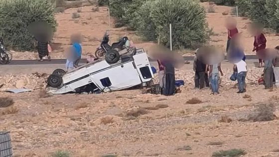 11 مصابا في انقلاب سيارة على الطريق الجهوية بطريق جرسيف.